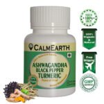 CalmEarth Ashwagandha, Black Pepper & Turmeric Capsules – 500 mg Herbal Blend