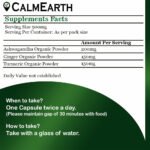 CalmEarth Ashwagandha, Ginger & Turmeric Capsules – 500 mg Herbal Blend - Image 3