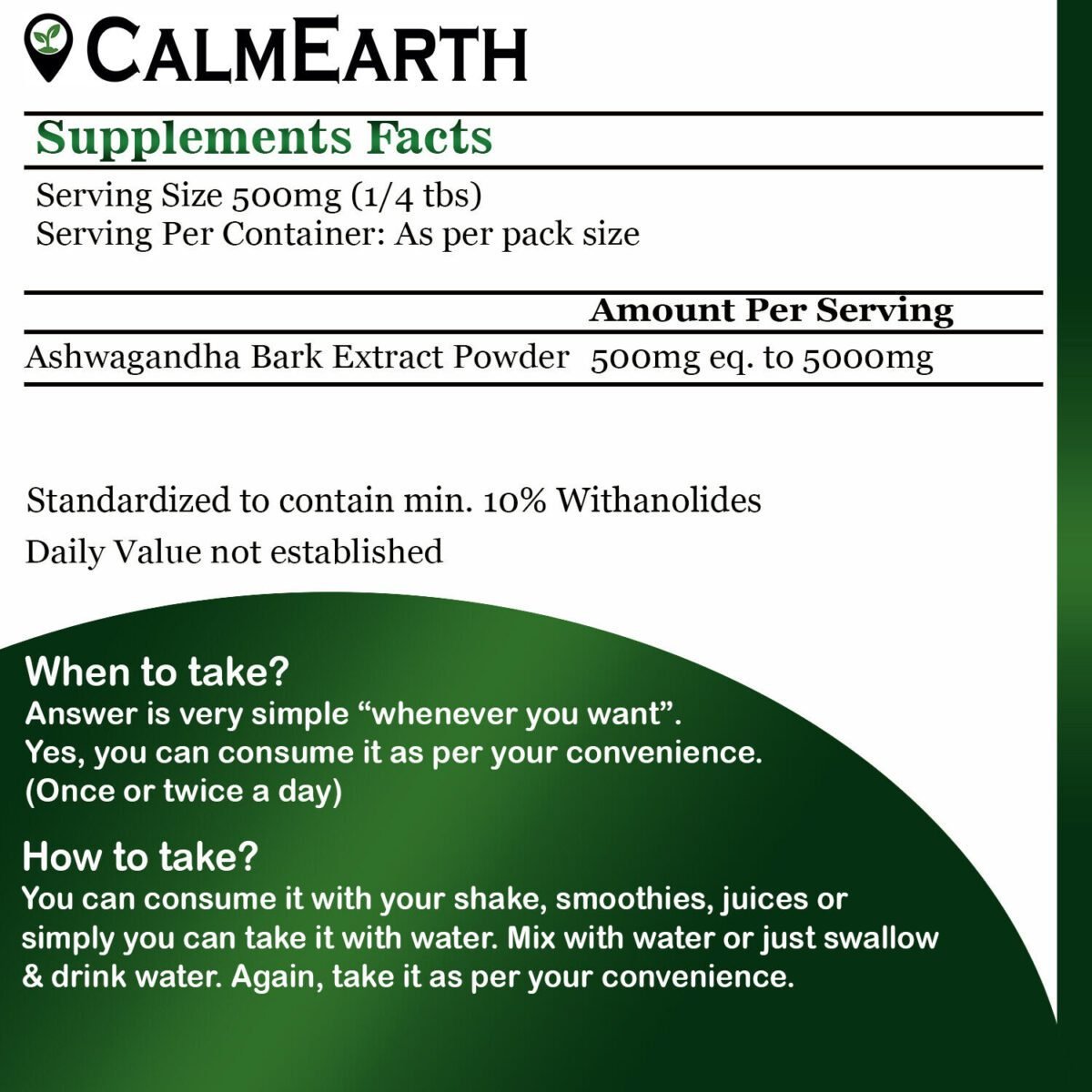 Ashwagandha Extract Powder powder ayurvedic wellness product by CalmEarth