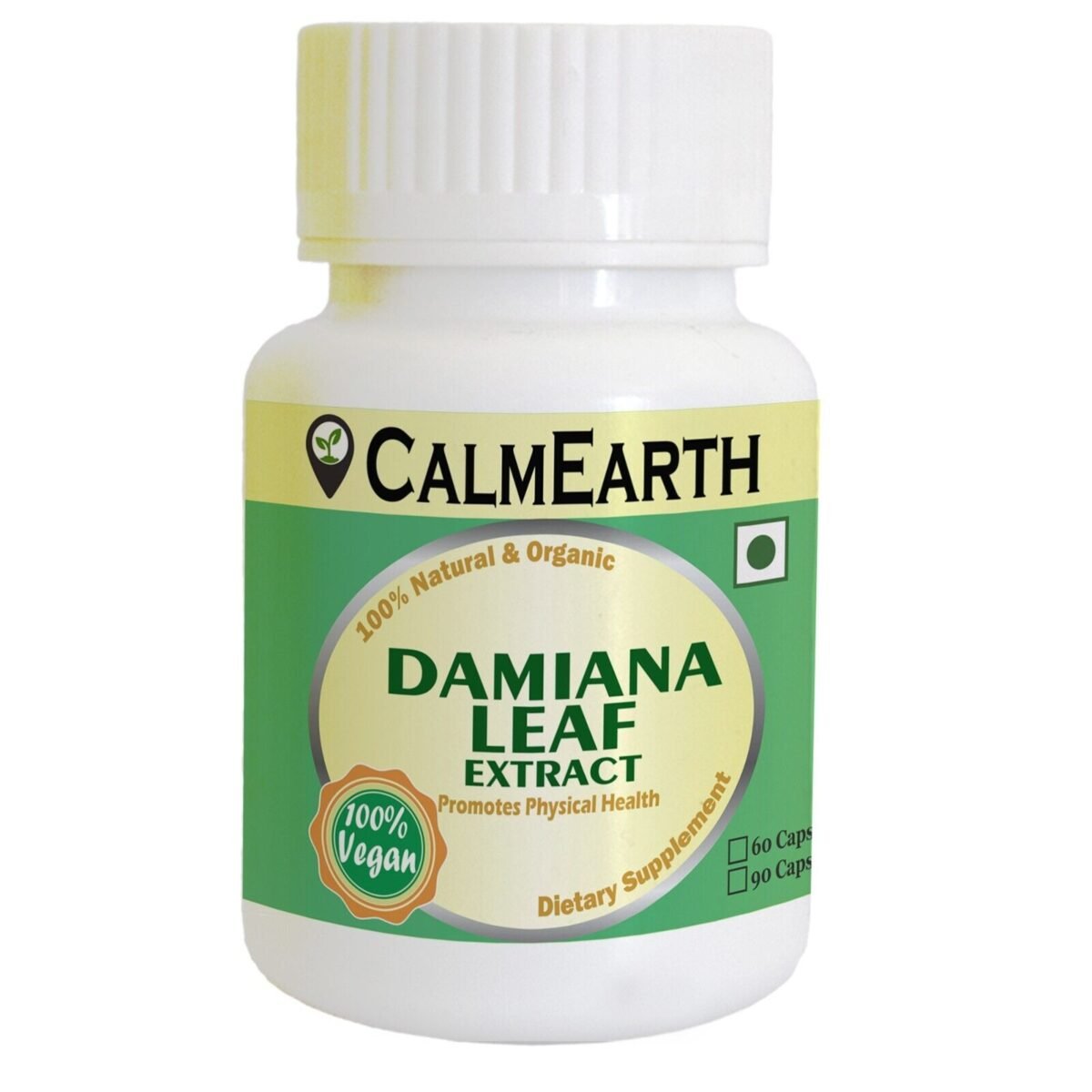 Damiana Extract Capsules capsules close-up view by CalmEarth