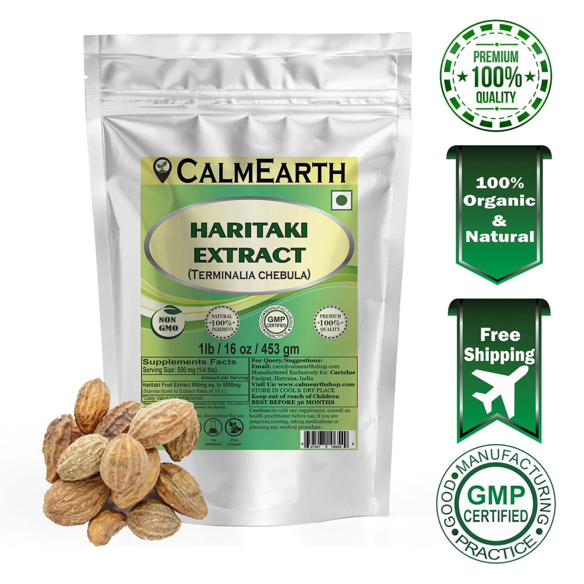 Haritaki Extract Powder powder fine texture close-up by CalmEarth