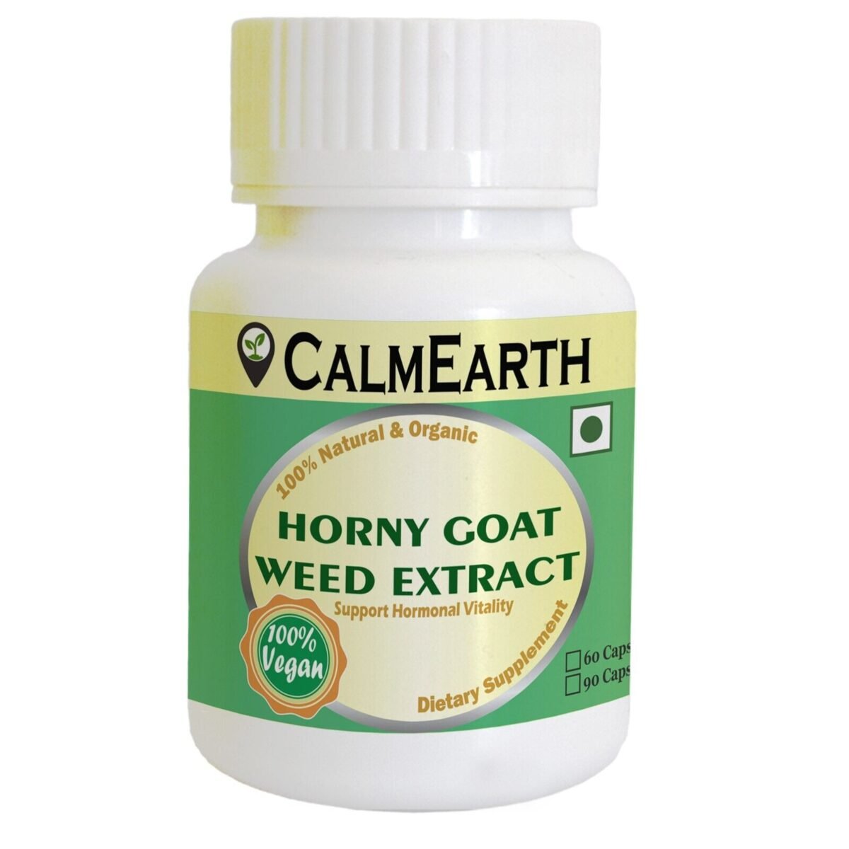 Horny Goat Weed Extract Capsules capsules close-up view by CalmEarth