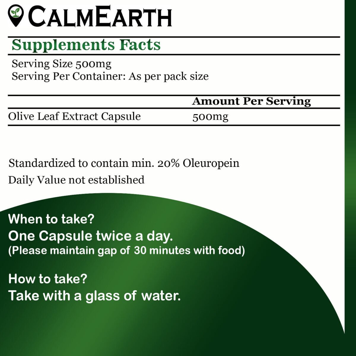 Olive Leaf Extract Capsules capsules organic herbal product by CalmEarth