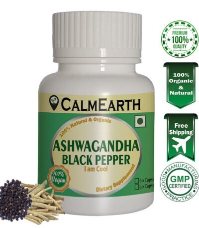 Organic Ashwagandha with Black Pepper Capsules capsules ayurvedic wellness supplement by CalmEarth