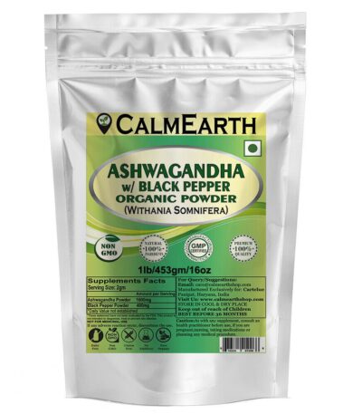 Organic Ashwagandha with Black Pepper Powder powder organic herbal supplement by CalmEarth