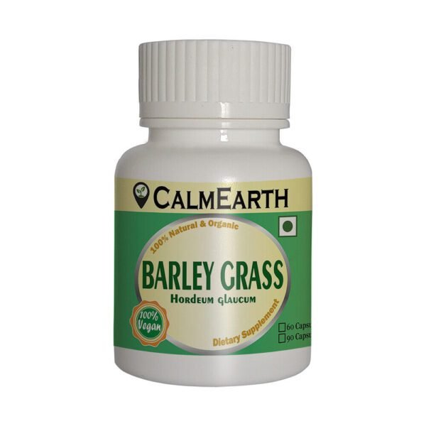 Organic Barley Grass Capsules capsules close-up view by CalmEarth