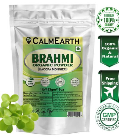 Organic Brahmi Powder powder fine texture close-up by CalmEarth
