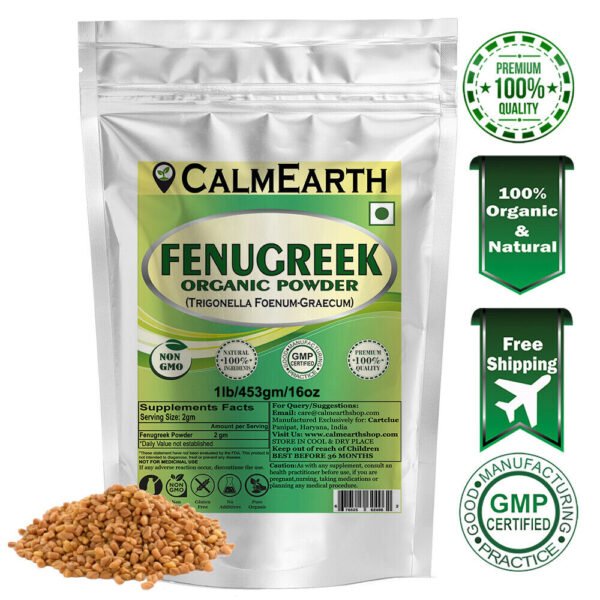 Organic Fenugreek Seed Powder powder fine texture close-up by CalmEarth