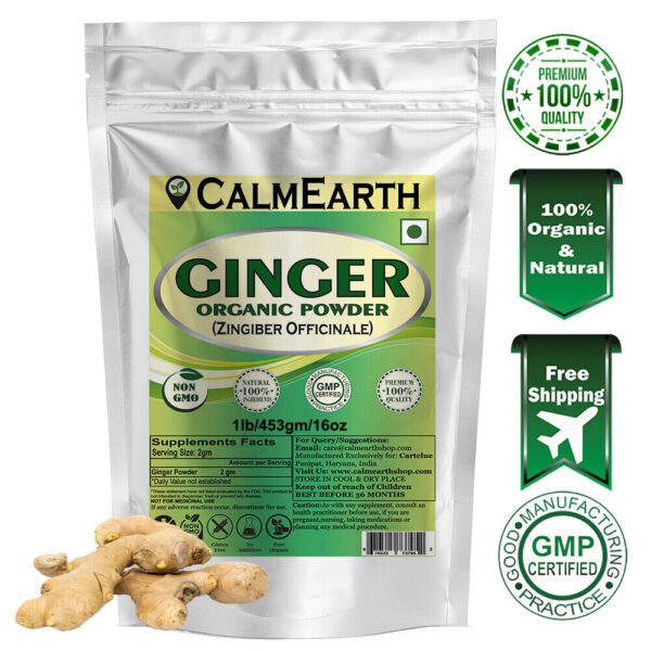 Organic Ginger Powder powder fine texture close-up by CalmEarth