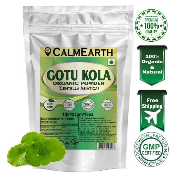 Organic Gotu Kola Powder powder fine texture close-up by CalmEarth