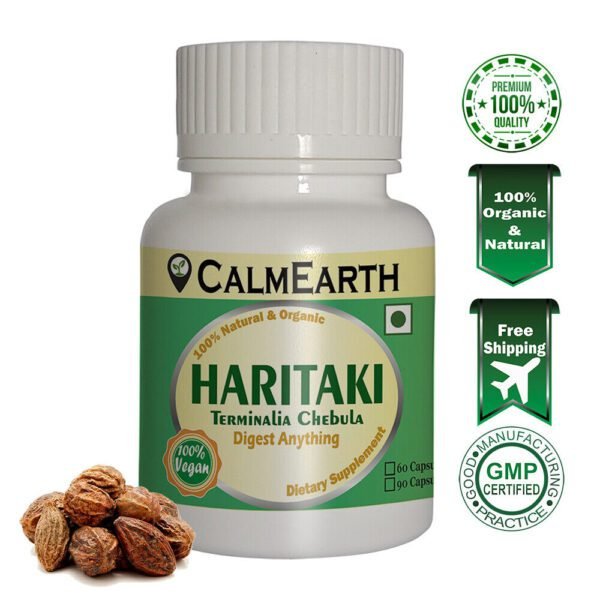Organic Haritaki Capsules capsules ayurvedic wellness supplement by CalmEarth