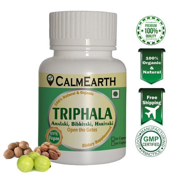 Organic Haritaki Capsules capsules ayurvedic wellness supplement by CalmEarth