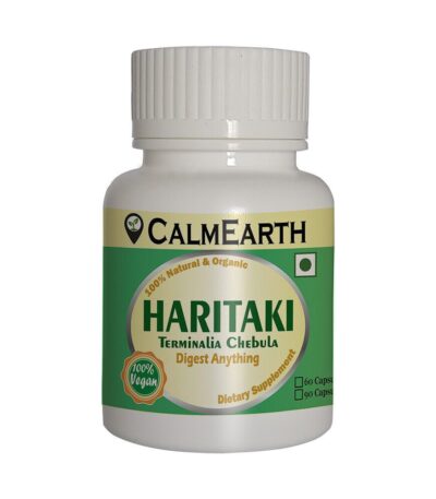 Organic Haritaki Capsules capsules close-up view by CalmEarth