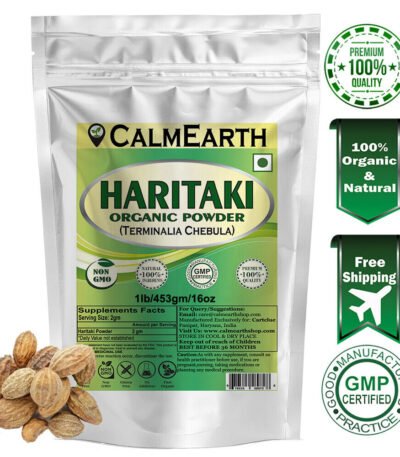 Organic Haritaki Powder powder fine texture close-up by CalmEarth