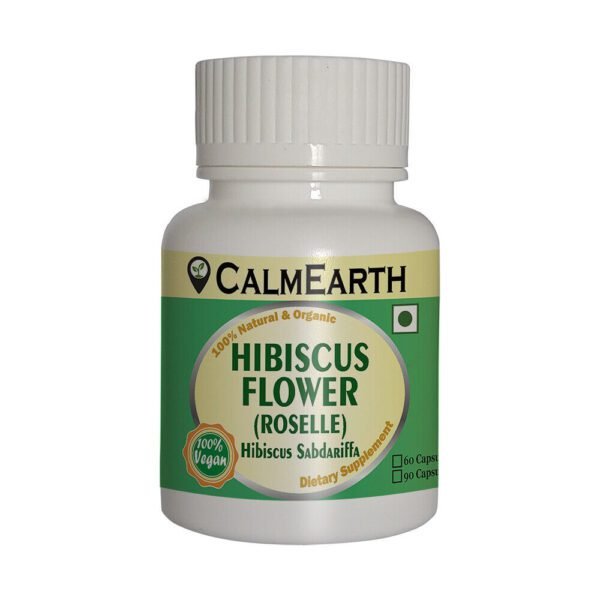 Organic Hibiscus Capsules capsules close-up view by CalmEarth