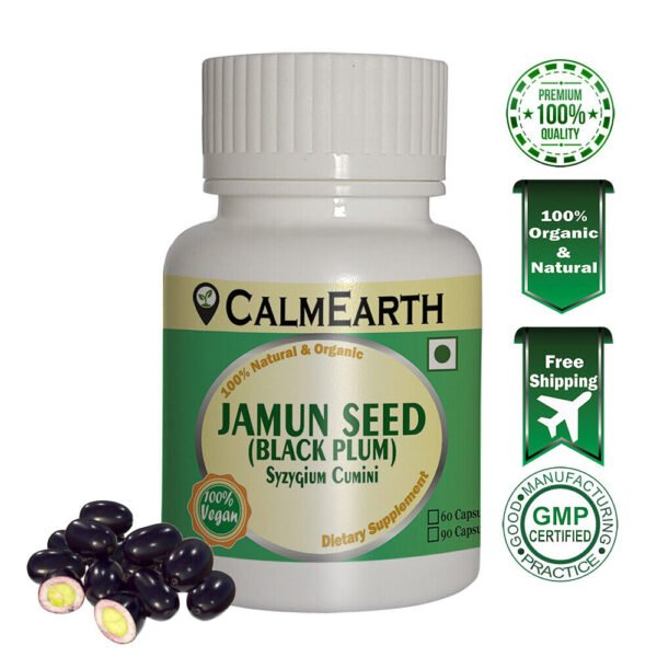 Organic Jamun Seed Capsules capsules ayurvedic wellness supplement by CalmEarth