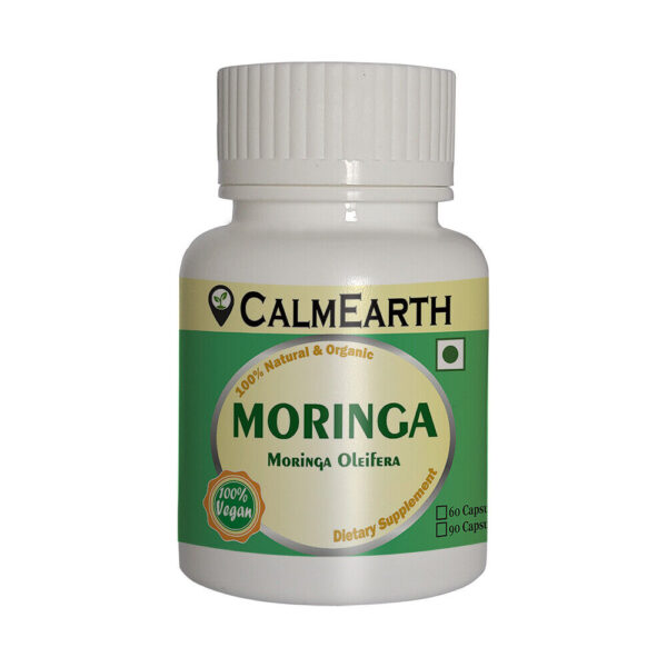Organic Moringa Capsules capsules close-up view by CalmEarth