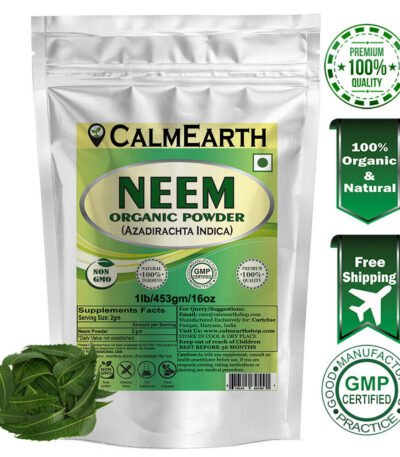 Organic Neem Leaf Powder powder fine texture close-up by CalmEarth