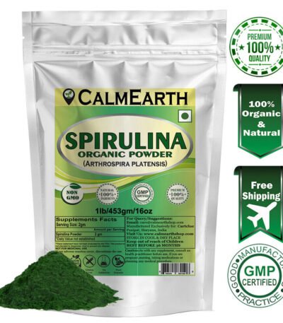 Organic Spirulina Powder powder fine texture close-up by CalmEarth