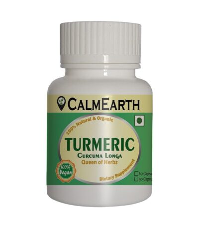 Organic Turmeric Capsules capsules close-up view by CalmEarth