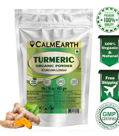 Organic Turmeric Powder powder fine texture close-up by CalmEarth