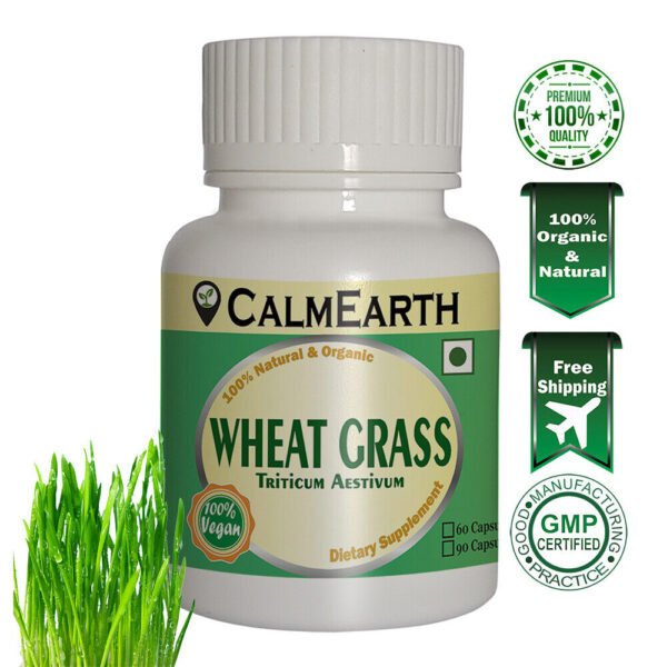 Organic Wheat Grass Capsules capsules ayurvedic wellness supplement by CalmEarth