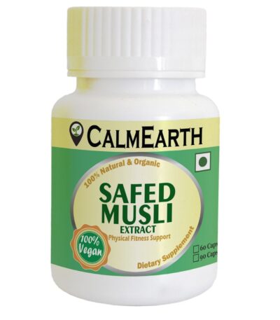 Safed Musli Extract Capsules capsules close-up view by CalmEarth
