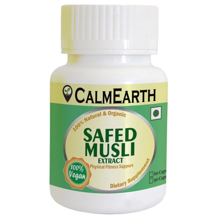 Safed Musli Extract Capsules capsules close-up view by CalmEarth