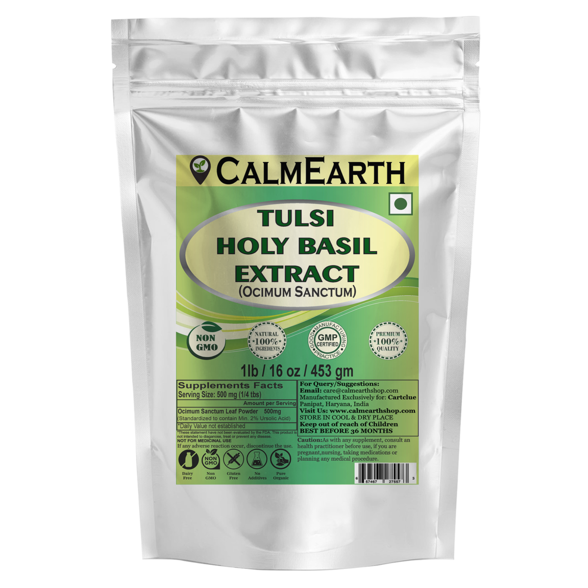 Tulsi Extract Powder powder organic herbal supplement by CalmEarth