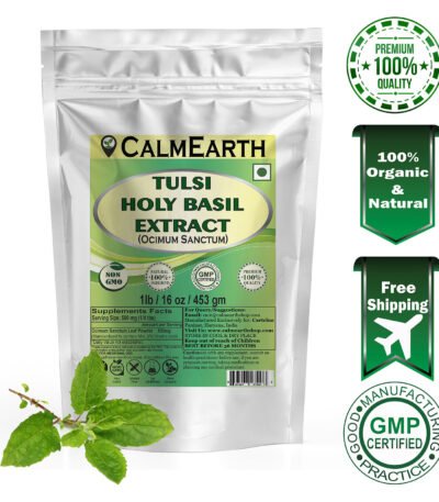 Tulsi Extract Powder powder fine texture close-up by CalmEarth