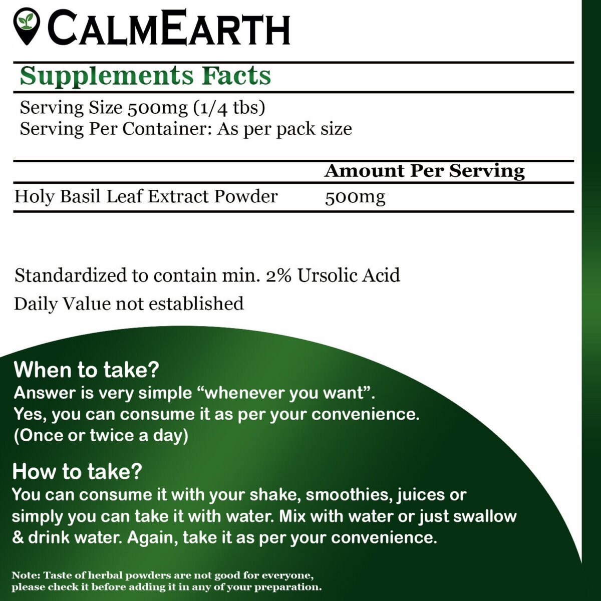 Tulsi Extract Powder powder ayurvedic wellness product by CalmEarth