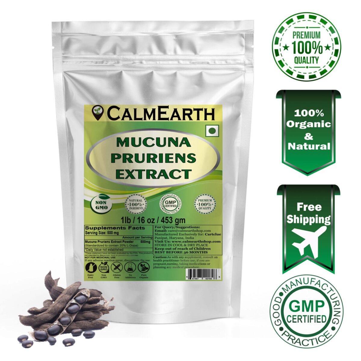 CalmEarth Kapikachhu Extract Powder 20% (Mucuna pruriens) - Image 2