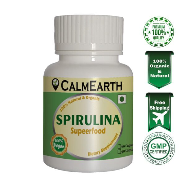 Organic Spirulina Capsules capsules ayurvedic wellness supplement by CalmEarth