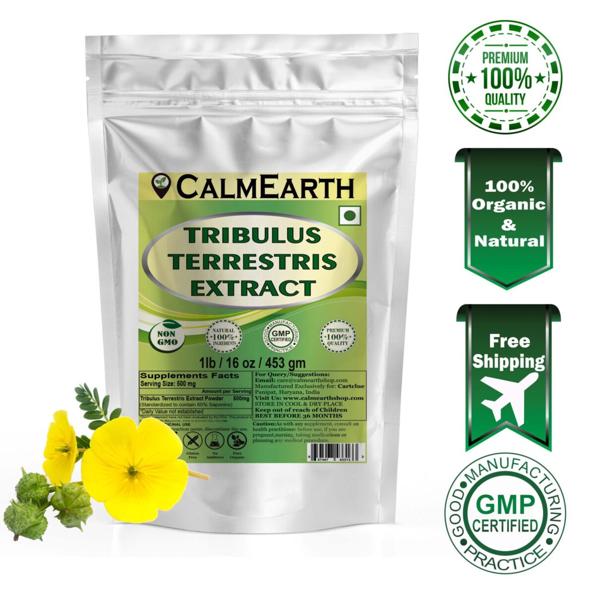 CalmEarth Gokshura Extract Powder (Tribulus terrestris) ? 60% Saponins - Image 2