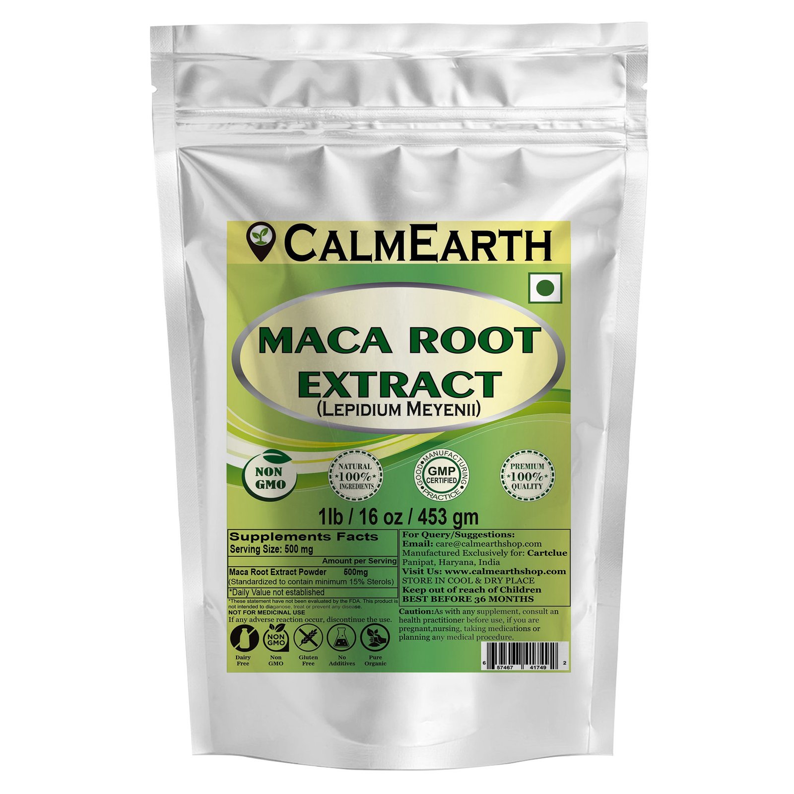 maca 1lb CalmEarth Maca Root Extract Powder 500mg, 15% Sterol - Image 1