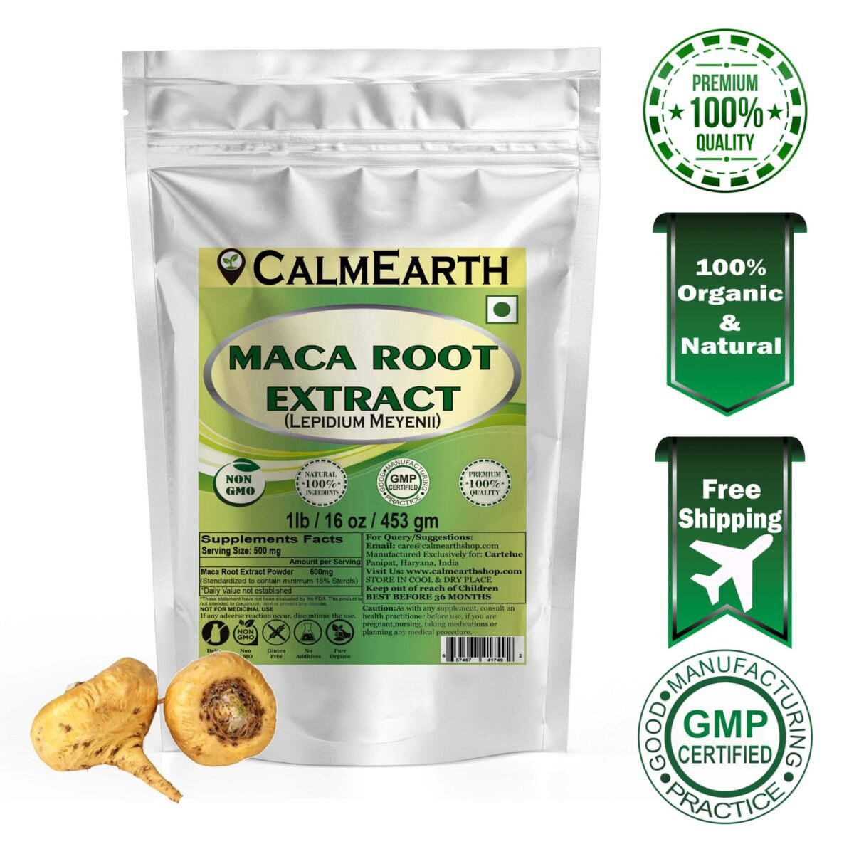 CalmEarth Maca Root Extract Powder 500mg, 15% Sterol - Image 2