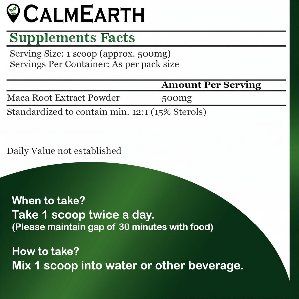 CalmEarth Maca Root Extract Powder 500mg, 15% Sterol - Image 4